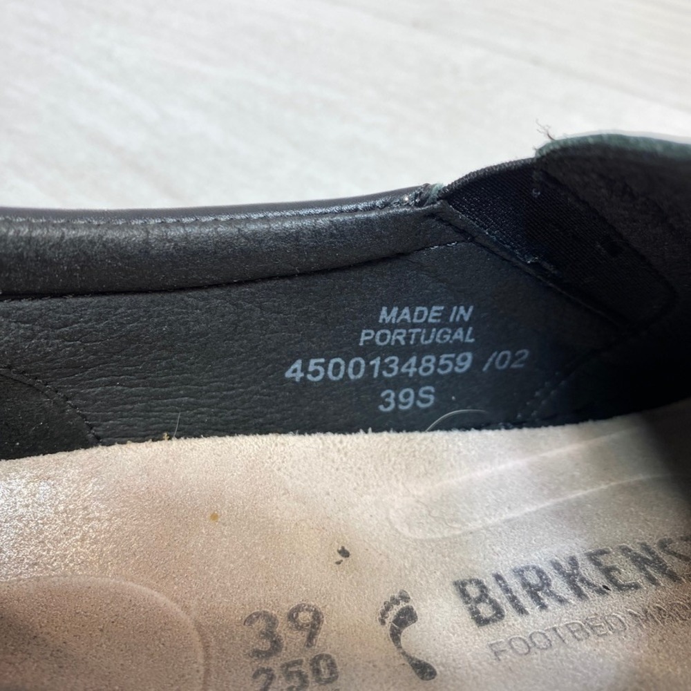 Birkenstock Womens 8 39 Oswego Slip On Sneaker Black Leather Cork Footbed Casual - Picture 8 of 8
